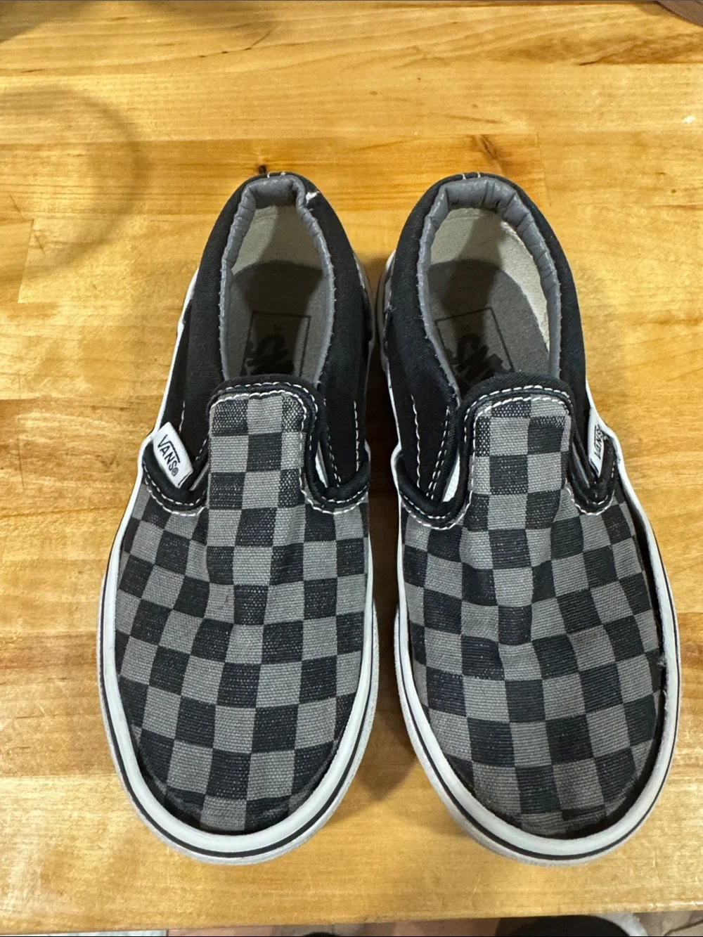 Vans Kids Slip-On Checkerboard Sneakers - Black & Gray